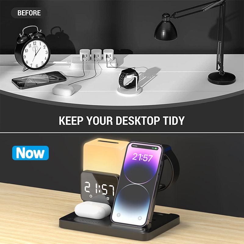 6 in 1折りたたみ式ランプ ワイヤレス充電パッドスタンド - Smartwatch X12 のレビューと価格