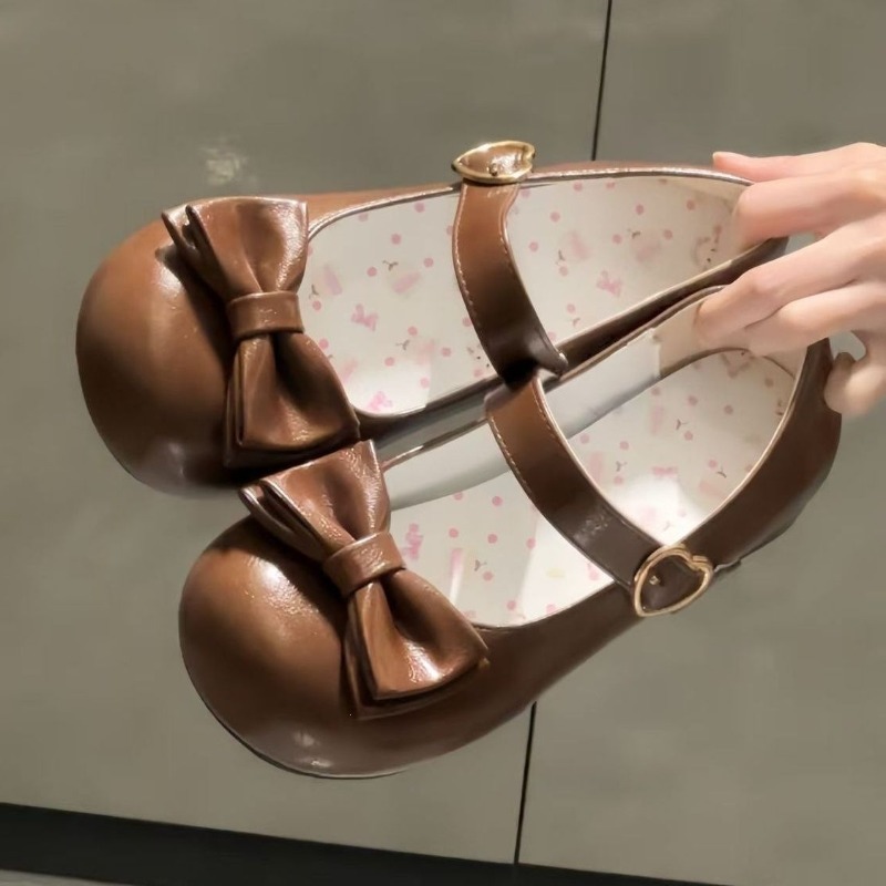 甘いキュートなスタイルの弓ロリータシューズクラシックラウンド - Leather Classic Strap のレビューと価格